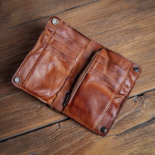 GURO High Quality Men Genuine Leather Wallet Vintage Bifold Money Clip Credit Card Holder Luxury Design with Zipper Coin Pocket