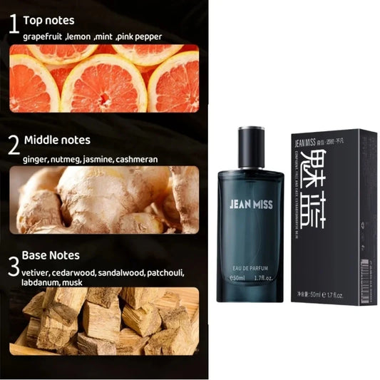 50ml Men's Woody Aquatic Perfume Long Lasting Fresh Masculine Fragrance Spray Eau de Parfum for Daily Casual Dating