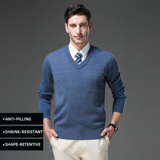 Top Grade Thick Anti-Pilling New Fashion Brand Autum Winter Knit Pullover Men Slim Fit Sweater Business Casual Woolen Jumper