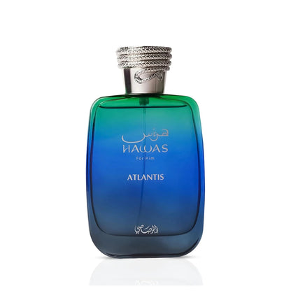 Rasasi Hawas Atlantis Eau de Parfum Spray for Men – Invigorating Fresh Aquatic & Modern Marine Scent, Long-Lasting Premium Arabian Fragrance, Perfect Gift, 3.4 fl oz / 100 ml