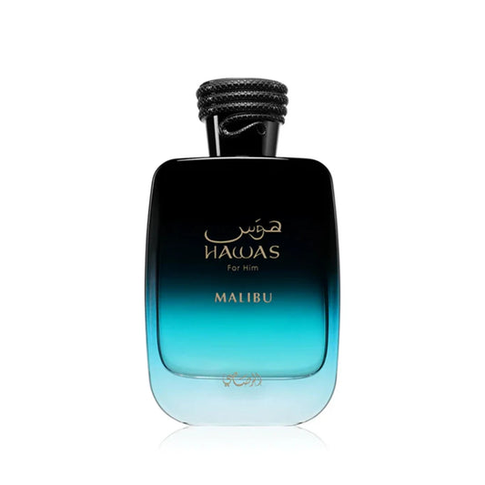 Rasasi Hawas Malibu Eau de Parfum Spray for Men – Sun-Drenched Fresh Citrus, Marine & Woody Aromatic Scent, Long-Lasting Premium Arabian Fragrance, Perfect Gift, 3.4 fl oz / 100 ml