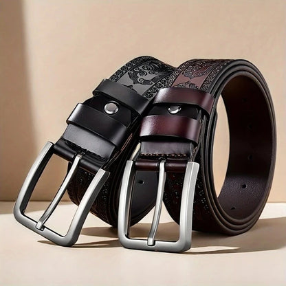 New Genuine leather men's retro western style fashionable alloy buckle belt men's high-end luxury brand jeans belt women