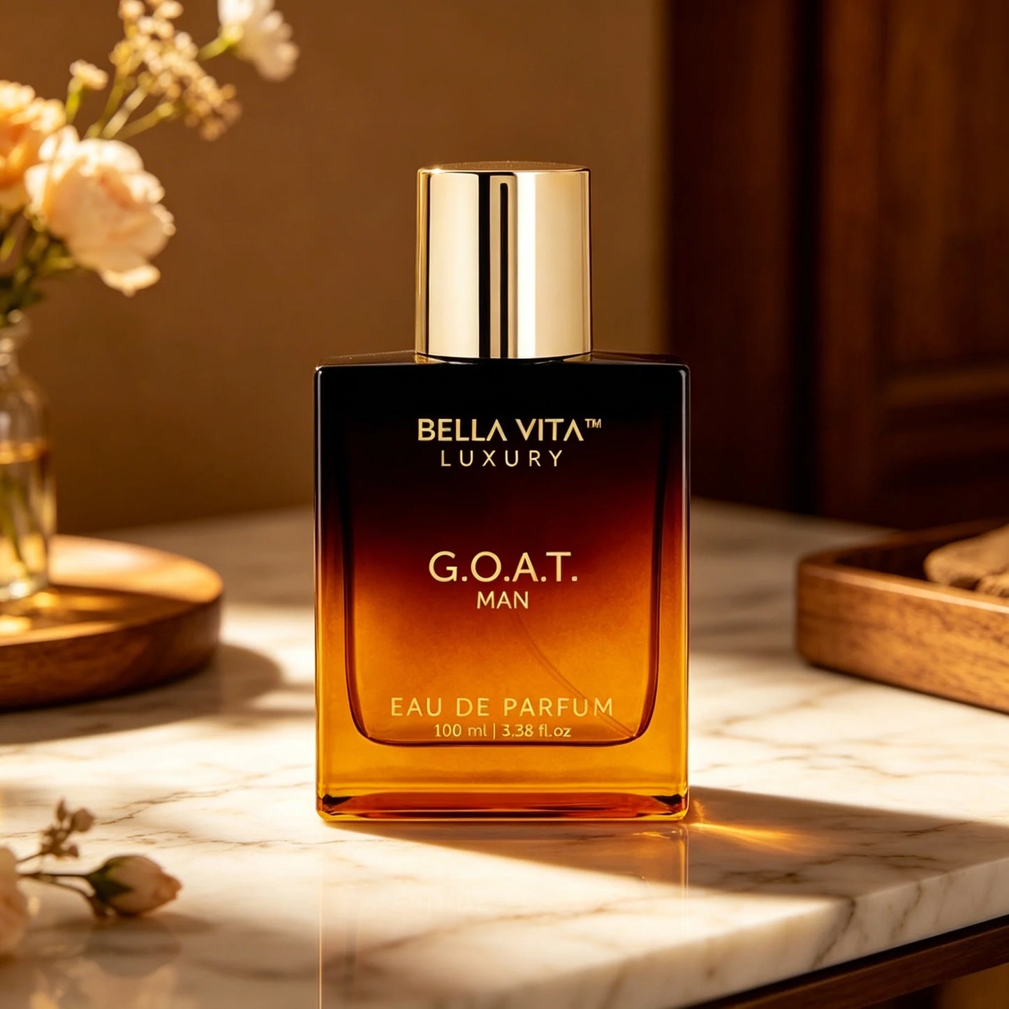 Bella Vita Luxury G.O.A.T Man Eau de Parfum Rich Warm Woody Spicy Scent Gradient Amber Square Bottle Long Lasting Masculine Perfume Ideal Holiday Gift for Him