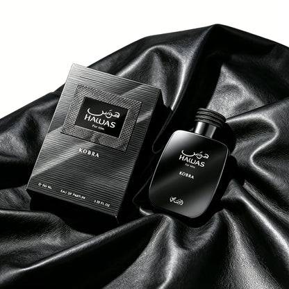 Luxury Matte Black Bottle Men Perfume Rasasi Hawas Kobra Dark Woody Masculine Scent Long Lasting Daily Fragrance Gift
