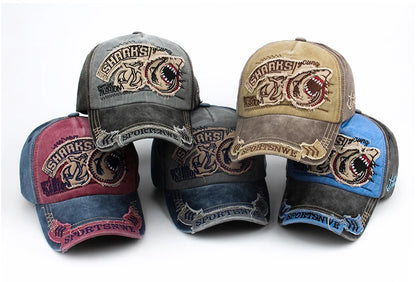 Summer Men Baseball Cap Cotton Fashion Shark Embroidery Vintage Casual Visor Hat For Women Snapback Hip Hop Caps Unisex