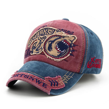 Summer Men Baseball Cap Cotton Fashion Shark Embroidery Vintage Casual Visor Hat For Women Snapback Hip Hop Caps Unisex