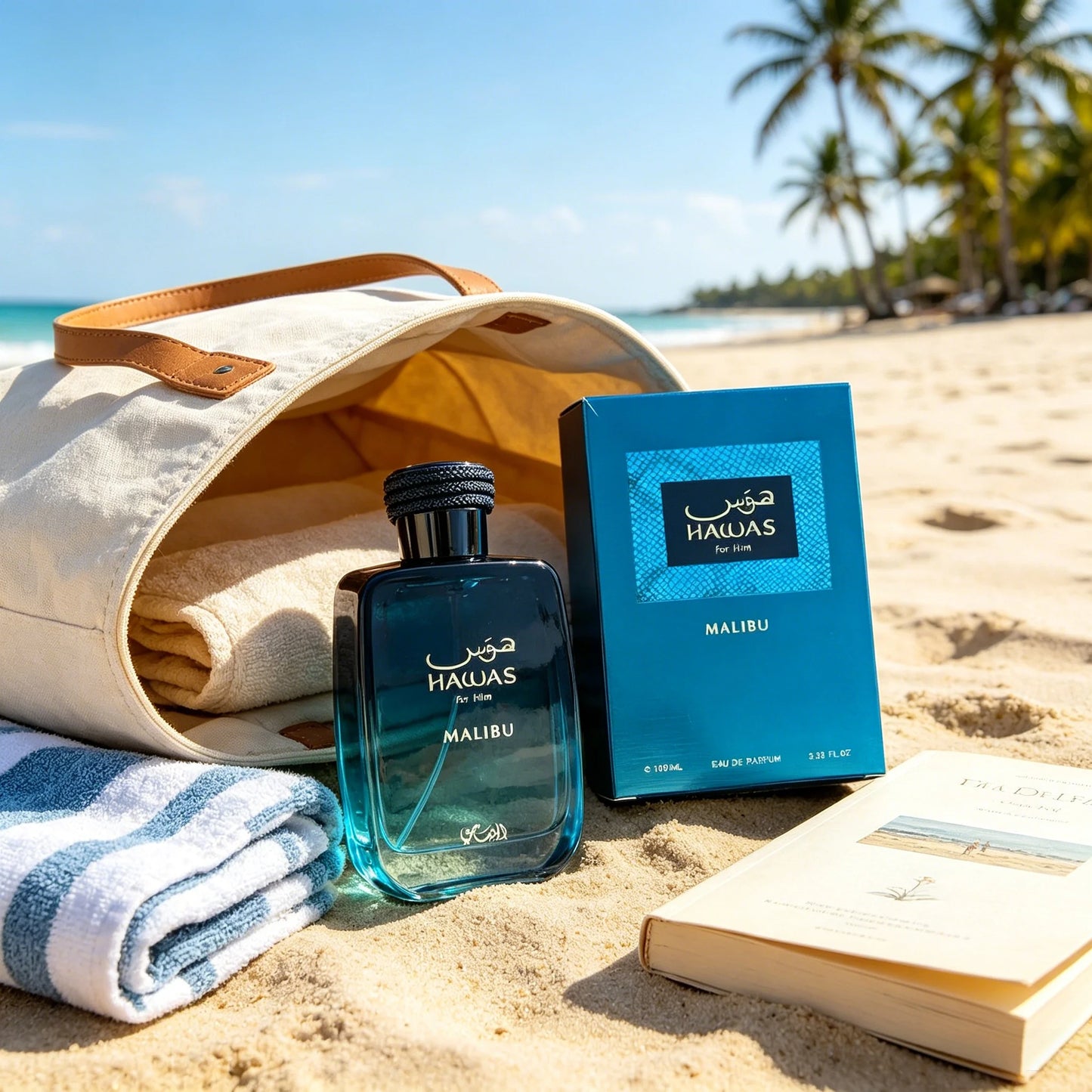 Rasasi Hawas Malibu For Him EDP Men Perfume 100ml Gradient Blue Bottle Fresh Aquatic Citrus Scent Long Lasting Masculine Fragrance Gift Box