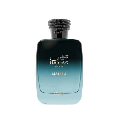 Rasasi Hawas Malibu Eau de Parfum Spray for Men – Sun-Drenched Fresh Citrus, Marine & Woody Aromatic Scent, Long-Lasting Premium Arabian Fragrance, Perfect Gift, 3.4 fl oz / 100 ml