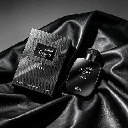 Luxury Matte Black Bottle Men Perfume Rasasi Hawas Kobra Dark Woody Masculine Scent Long Lasting Daily Fragrance Gift