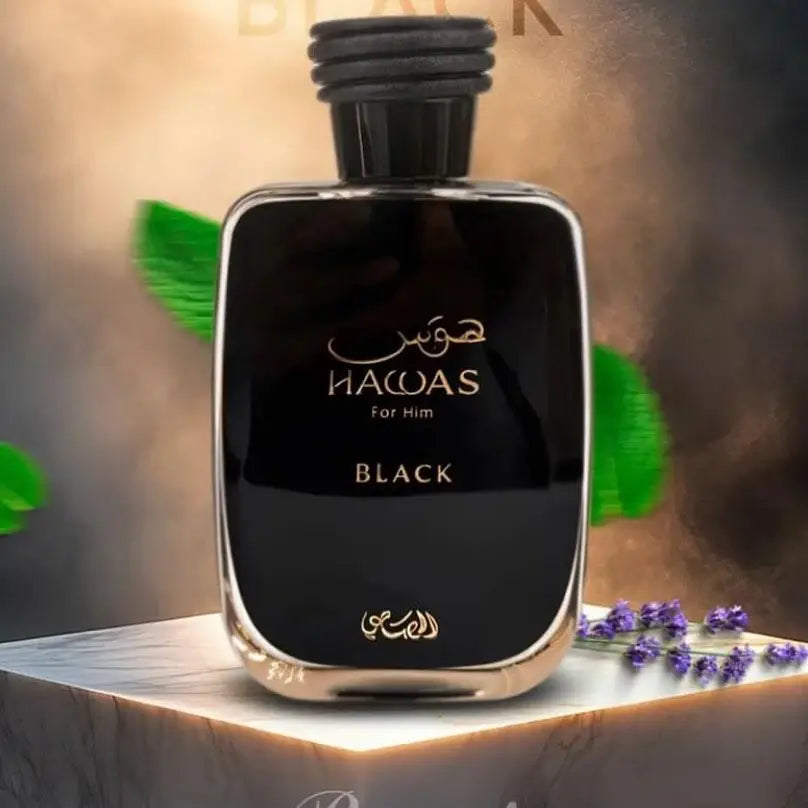 Hawas Black for Men Eau de Parfum Spray – Oud Scent, Fresh Cologne & Long-Lasting Fragrance for Men, 3.33oz
