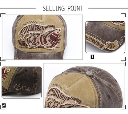 Summer Men Baseball Cap Cotton Fashion Shark Embroidery Vintage Casual Visor Hat For Women Snapback Hip Hop Caps Unisex