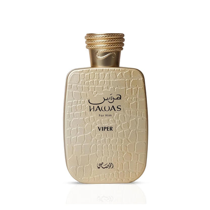 Rasasi Hawas Viper Eau de Parfum Spray for Men – Bold Oriental Spicy & Rich Woody Amber Scent, Long-Lasting Premium Arabian Fragrance, Perfect Gift, 3.4 fl oz / 100 ml