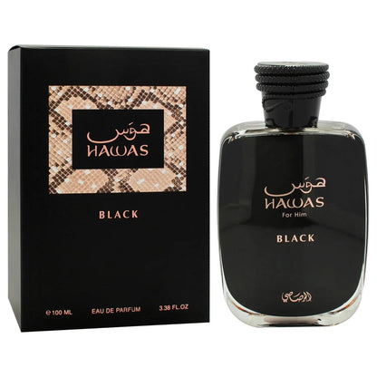 Hawas Black for Men Eau de Parfum Spray – Oud Scent, Fresh Cologne & Long-Lasting Fragrance for Men, 3.33oz
