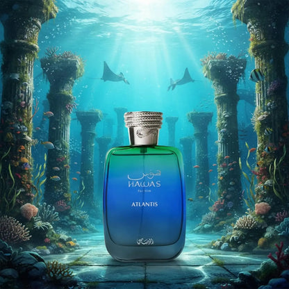 Rasasi Hawas Atlantis Eau de Parfum Spray for Men – Invigorating Fresh Aquatic & Modern Marine Scent, Long-Lasting Premium Arabian Fragrance, Perfect Gift, 3.4 fl oz / 100 ml