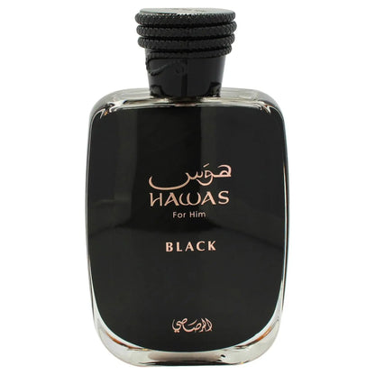 Hawas Black for Men Eau de Parfum Spray – Oud Scent, Fresh Cologne & Long-Lasting Fragrance for Men, 3.33oz