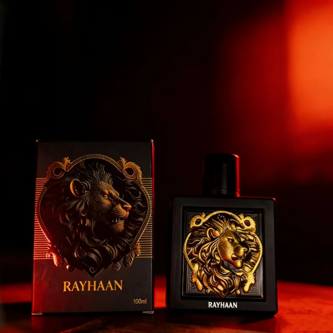 RAYHAAN Lion most popular men's sweet and spicy wooden fragrance, black gold embossed lion square bottle, noble luxury, gift selection, suitable for multiple venues