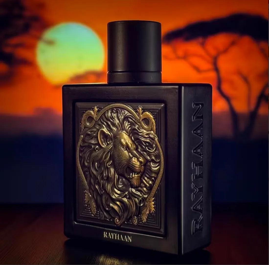 RAYHAAN Lion most popular men's sweet and spicy wooden fragrance, black gold embossed lion square bottle, noble luxury, gift selection, suitable for multiple venues