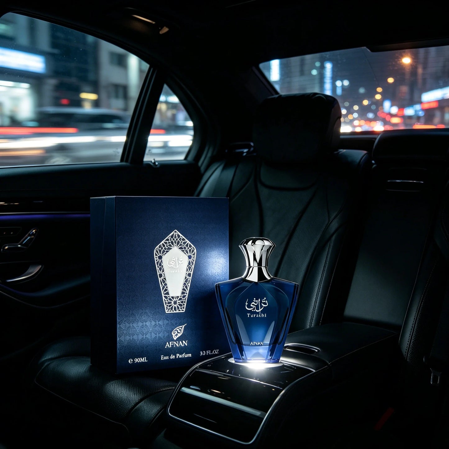 Afnan Turathi Men EDP Perfume Luxury Arab Design Glossy Deep Blue Bottle Rich Oriental Woody Scent Holiday Birthday Gift For Him
