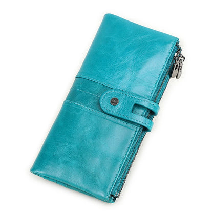 CONTACT'S Men Clutch Wallet Genuine Leather Long Wallet Hasp Card Holder Vintage Male Zipper Coin Purse Money Clip Women Purse
