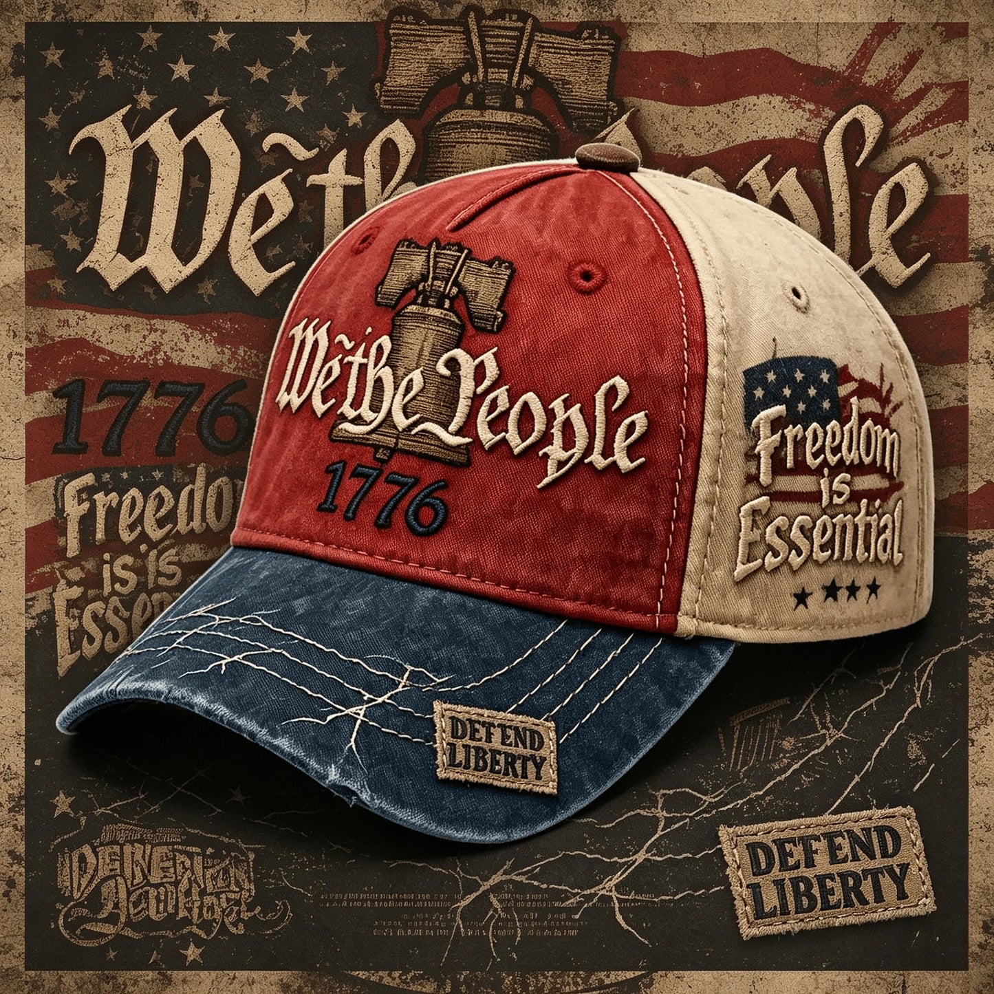USA 250th Anniversary Hat, Adjustable 250th Anniversary Printed Patriotic Baseball Caps, Tribute Retro Washed Hat