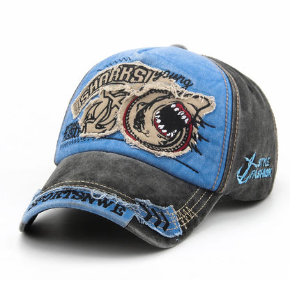 Summer Men Baseball Cap Cotton Fashion Shark Embroidery Vintage Casual Visor Hat For Women Snapback Hip Hop Caps Unisex
