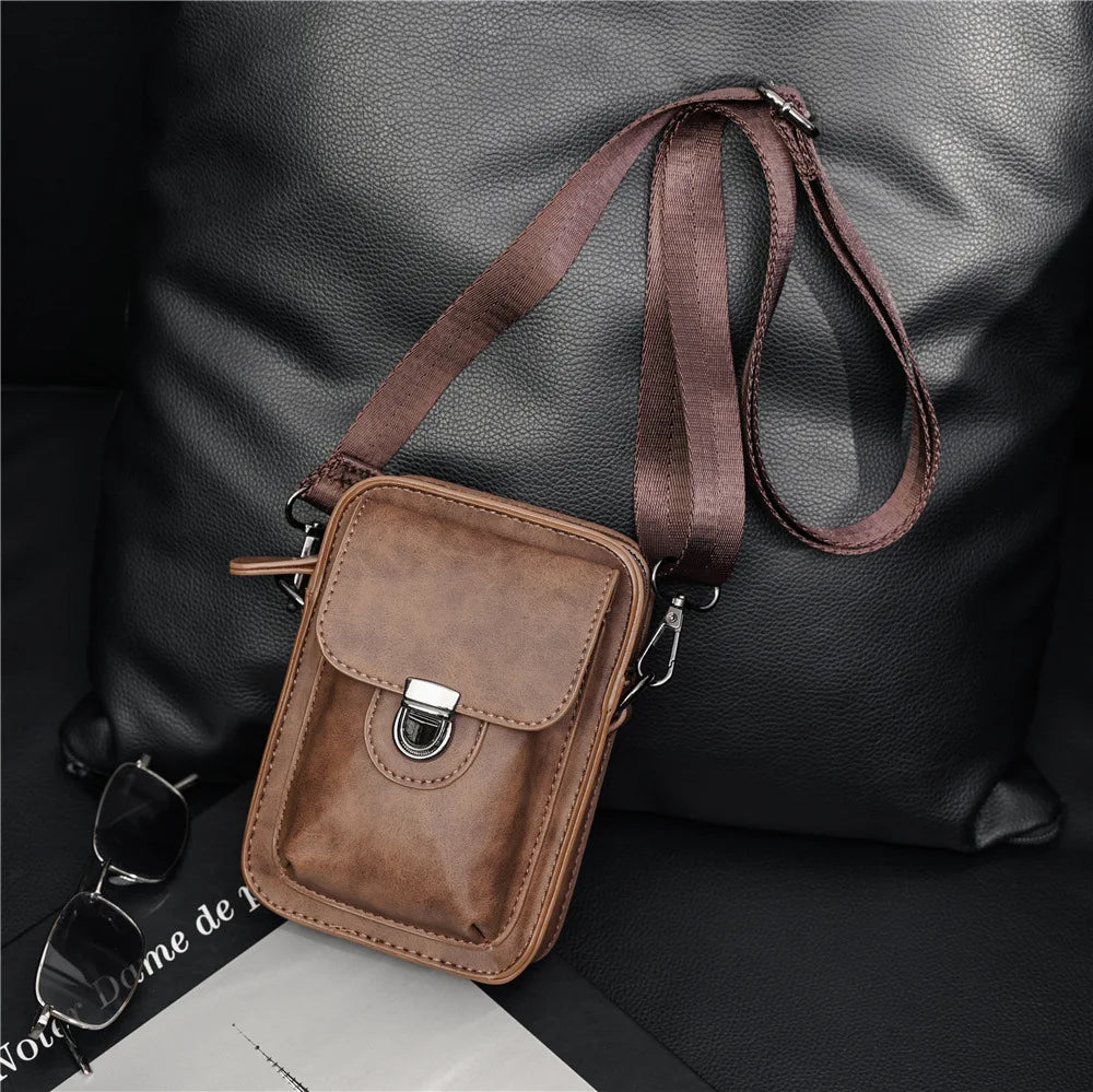 Vintage Mini Men's Crossbody Bag Fashion Shoulder Bag Men Mobile Phone Bag Casual Handbags Small Crossbody Shoulder Bag For Men