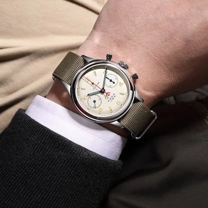 Red Star Retro 1963 Chronograph ST1901 Hand Winding Movement Air Force Pilots Aviation Sapphire Men Mechanical Watch Waterproof