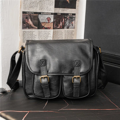 Fashion Japan Style Men's Messenger Bag Soft PU Leather Crossbody Messenger Bag Men Satchels Crossbody Bag Mens Shoulder Bags