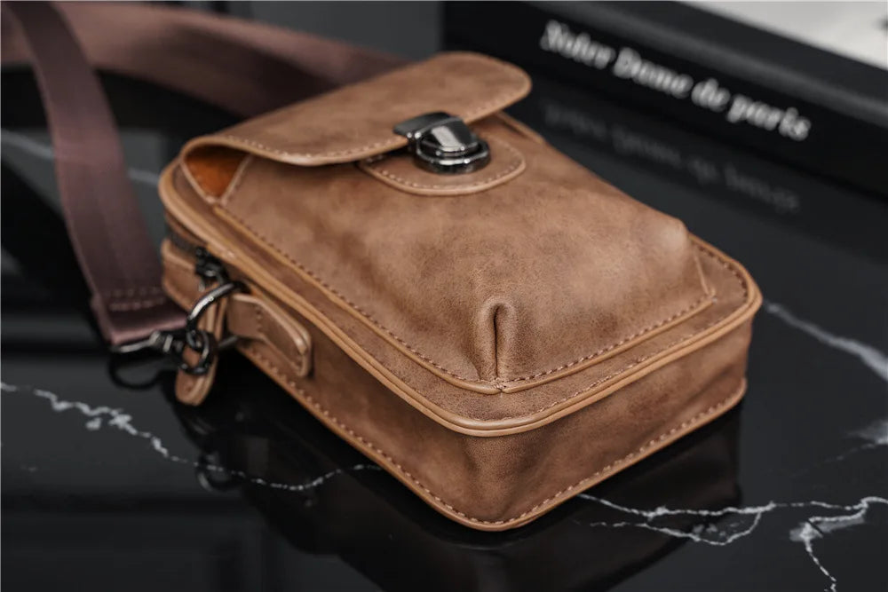 Vintage Mini Men's Crossbody Bag Fashion Shoulder Bag Men Mobile Phone Bag Casual Handbags Small Crossbody Shoulder Bag For Men