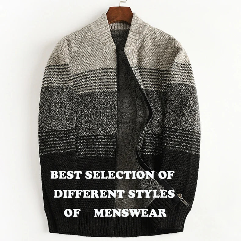 Men's Winter Thick Warm Snow Cotton Cardigan Sweater Rainbow Color plus Size 5XL 6XL 7XL Sweatcoat for Cold Weather