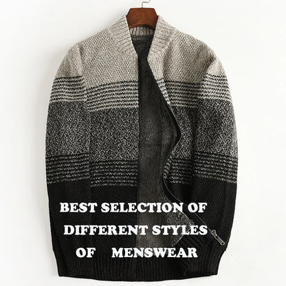 Men's Winter Thick Warm Snow Cotton Cardigan Sweater Rainbow Color plus Size 5XL 6XL 7XL Sweatcoat for Cold Weather
