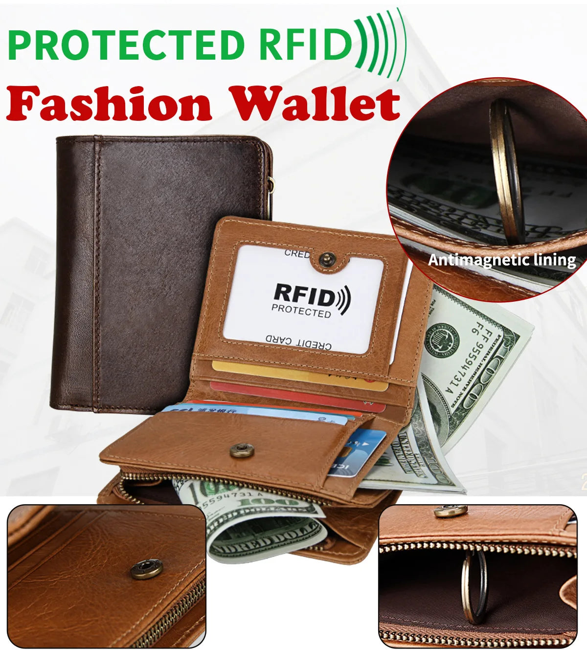 Men Name Engraving Short Wallets Casual Fashion Genuine Leather Male Zipper Purses Coin ID Card Holder Pocket Wallets For Men