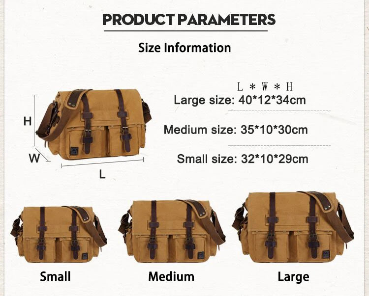2025 Fashion Vintage Leather Canvas Women's Men's Messenger Bag Cotton Canvas Crossbody Bag Men Shoulder Bag Sling Casual Bag