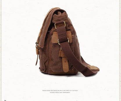 2025 Fashion Vintage Leather Canvas Women's Men's Messenger Bag Cotton Canvas Crossbody Bag Men Shoulder Bag Sling Casual Bag