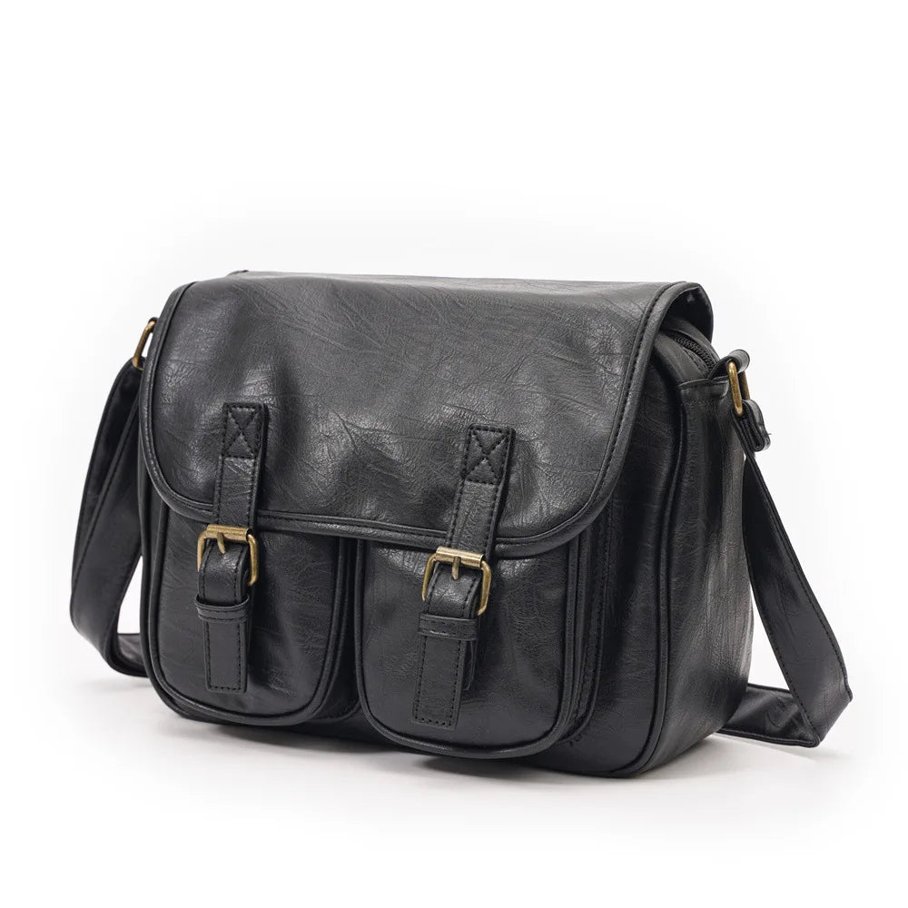 Fashion Japan Style Men's Messenger Bag Soft PU Leather Crossbody Messenger Bag Men Satchels Crossbody Bag Mens Shoulder Bags