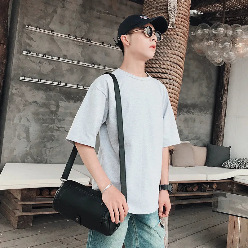 Luxury Retro Barrel Shaped Shoulder Bags Men Crossbody Bag Fashion Design Messenger Bag Mens Crossbody Shoulder Bag Male 2021