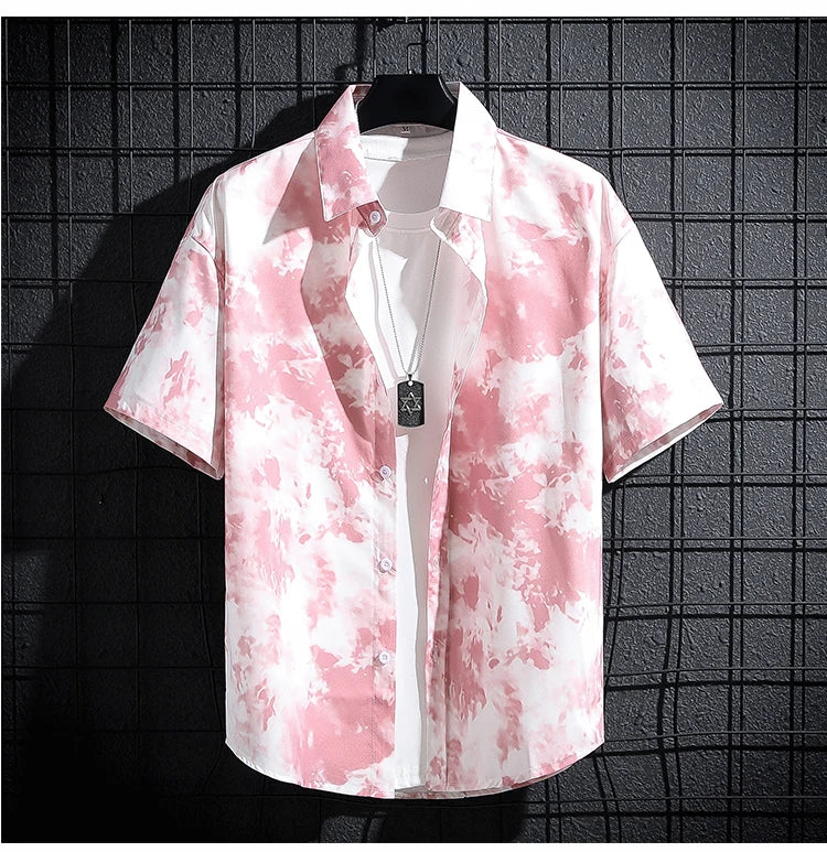 Men and Women's Short-Sleeved Printed Shirt, Casual Beach Clothes, Personality Thin Couple Tops, New