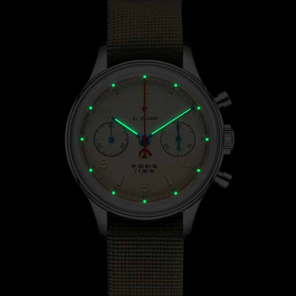 Red Star Retro 1963 Chronograph ST1901 Hand Winding Movement Air Force Pilots Aviation Sapphire Men Mechanical Watch Waterproof