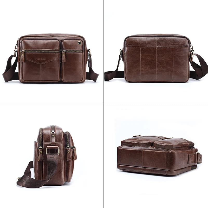 New 2025 Men Genuine Leather Shoulder Bag Casual Leather Men's Pad Messenger Bag Male Business Crossbody Bag Hot Handbag for Men