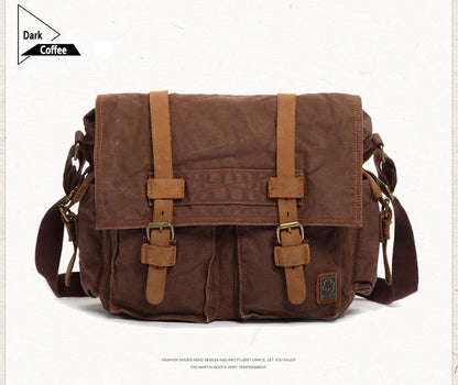 2025 Fashion Vintage Leather Canvas Women's Men's Messenger Bag Cotton Canvas Crossbody Bag Men Shoulder Bag Sling Casual Bag