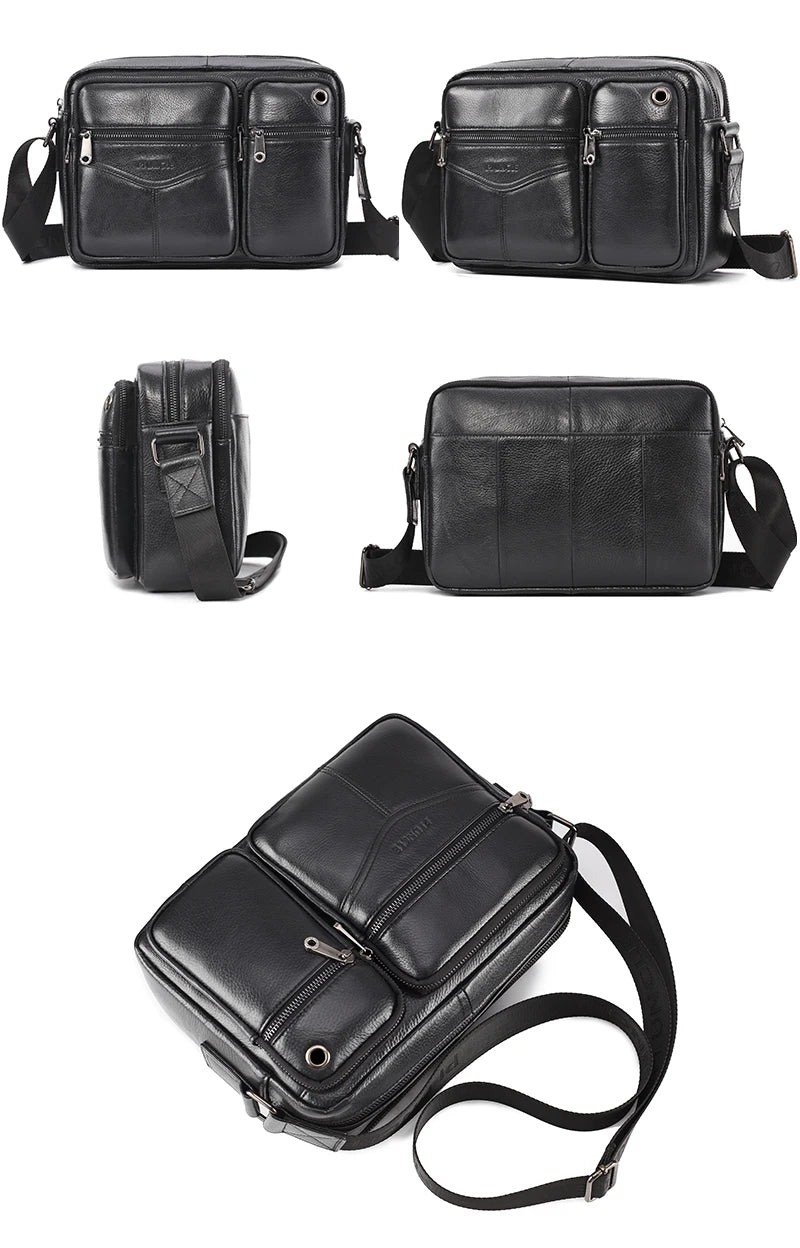 New 2025 Men Genuine Leather Shoulder Bag Casual Leather Men's Pad Messenger Bag Male Business Crossbody Bag Hot Handbag for Men