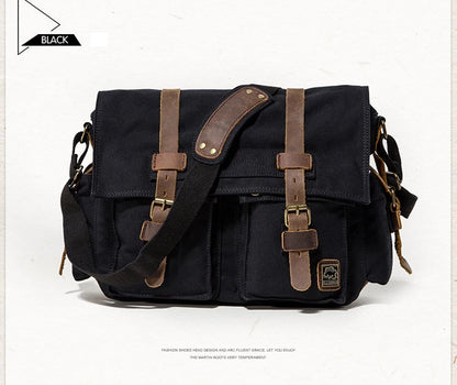 2025 Fashion Vintage Leather Canvas Women's Men's Messenger Bag Cotton Canvas Crossbody Bag Men Shoulder Bag Sling Casual Bag