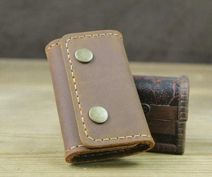 FANCODI Handmade Vintage Genuine Leather Key Holder Men keyChain Cover Leather Key Wallet Men key case bag Women Key Organizer