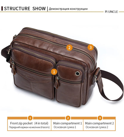 New 2025 Men Genuine Leather Shoulder Bag Casual Leather Men's Pad Messenger Bag Male Business Crossbody Bag Hot Handbag for Men