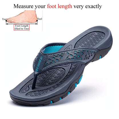 Plus Big Size 49 50 51 52 Mens Flip Flops Slippers PU Leather Beach Shoes TPR Outsoles Hard-Wearing Outdoor Style
