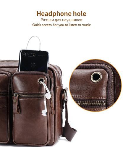 New 2025 Men Genuine Leather Shoulder Bag Casual Leather Men's Pad Messenger Bag Male Business Crossbody Bag Hot Handbag for Men