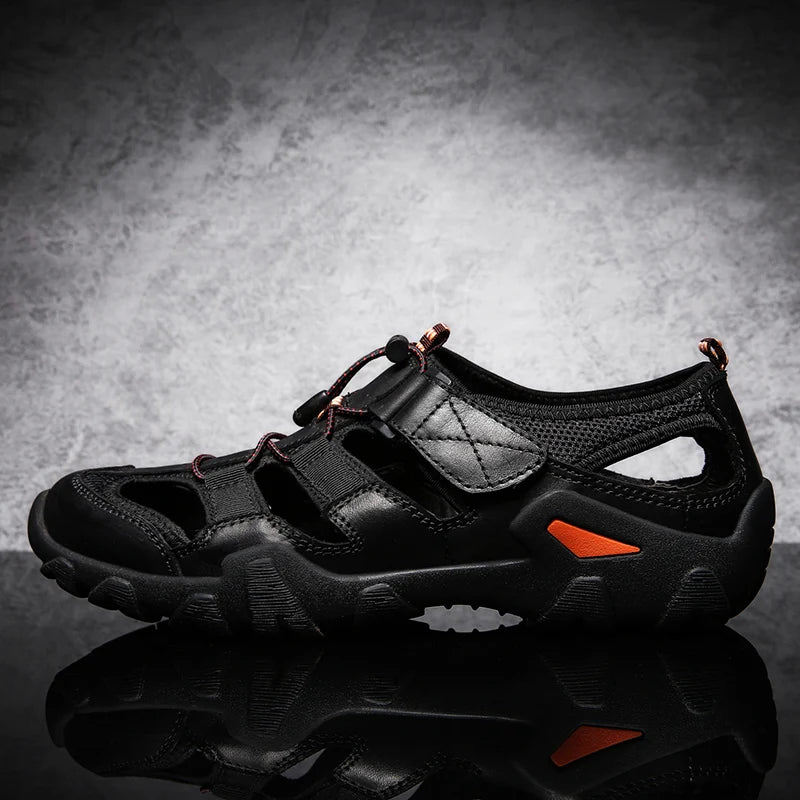 Summer Luxury Sandals Men Breathable Genuine Leather Outdoor Sandalias Trekking Casual Beach Shoes Male Loafers Big Size 38-48