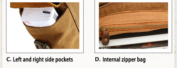 2025 Fashion Vintage Leather Canvas Women's Men's Messenger Bag Cotton Canvas Crossbody Bag Men Shoulder Bag Sling Casual Bag
