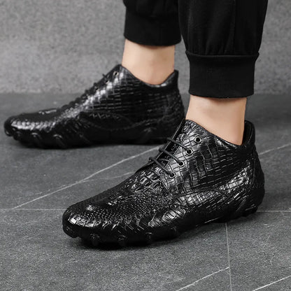 Famous Luxury Ankle Boots Mens Shoes Genuine Leather Shoes Loafer Cow Leather Crocodile Pattern Hasp Casual Shoes