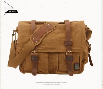 2025 Fashion Vintage Leather Canvas Women's Men's Messenger Bag Cotton Canvas Crossbody Bag Men Shoulder Bag Sling Casual Bag